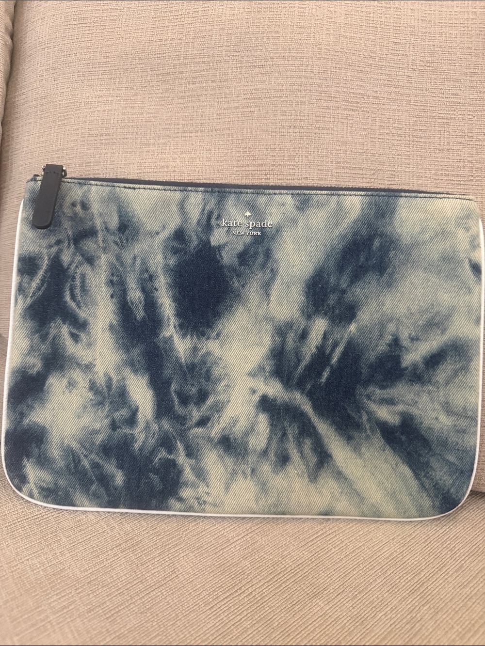 kate spade Navy and Cream Tie-Dye Cosmetic Pouch